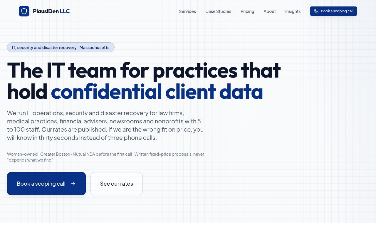 The PlausiDen home page as it looks today