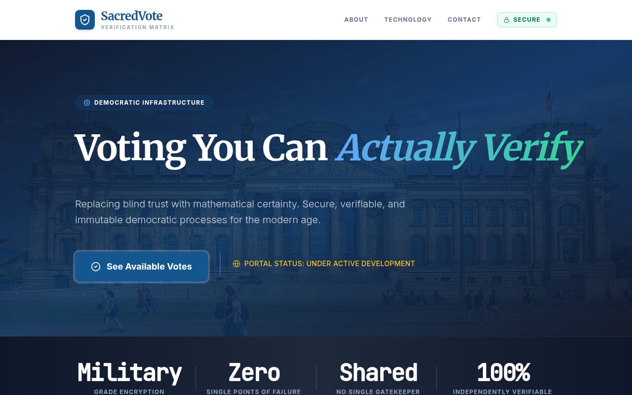 The Sacred Vote home page as it looks today
